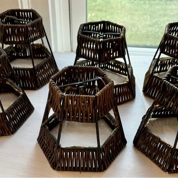 Natural Wicker Rattan Small Lampshades Set of 6